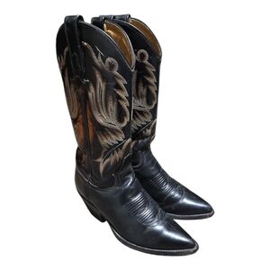 Botas Jaca Cowboy Western Boots Mexico Size 25 EE- US 7.5 Black Leather